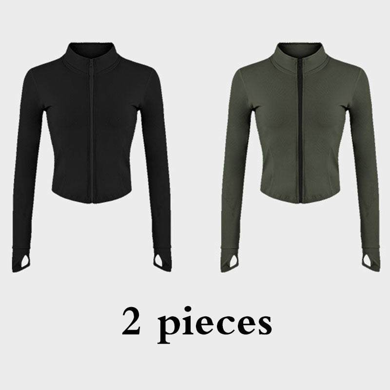 best Aiithuug Women Full Zip-up Yoga Top Workout Running Jackets with Thumb Holes Stretchy Fitted Long Sleeve Crop Tops Activewear 0 shop online at M2K Trends for