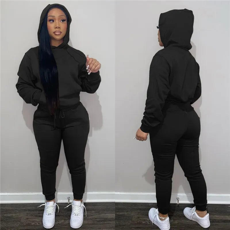 best Akaily Autumn Gray 2 Two Piece Sets Tracksuit Womens Outfits Black Fleece Hoodies Pants Sets Suits Ladies Sweatsuit For Women shop online at M2K Trends for