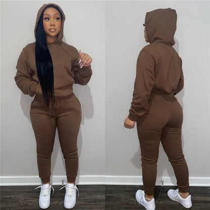 best Akaily Autumn Gray 2 Two Piece Sets Tracksuit Womens Outfits Black Fleece Hoodies Pants Sets Suits Ladies Sweatsuit For Women shop online at M2K Trends for