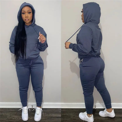 best Akaily Autumn Gray 2 Two Piece Sets Tracksuit Womens Outfits Black Fleece Hoodies Pants Sets Suits Ladies Sweatsuit For Women shop online at M2K Trends for