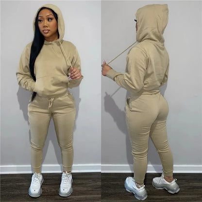 best Akaily Autumn Gray 2 Two Piece Sets Tracksuit Womens Outfits Black Fleece Hoodies Pants Sets Suits Ladies Sweatsuit For Women shop online at M2K Trends for