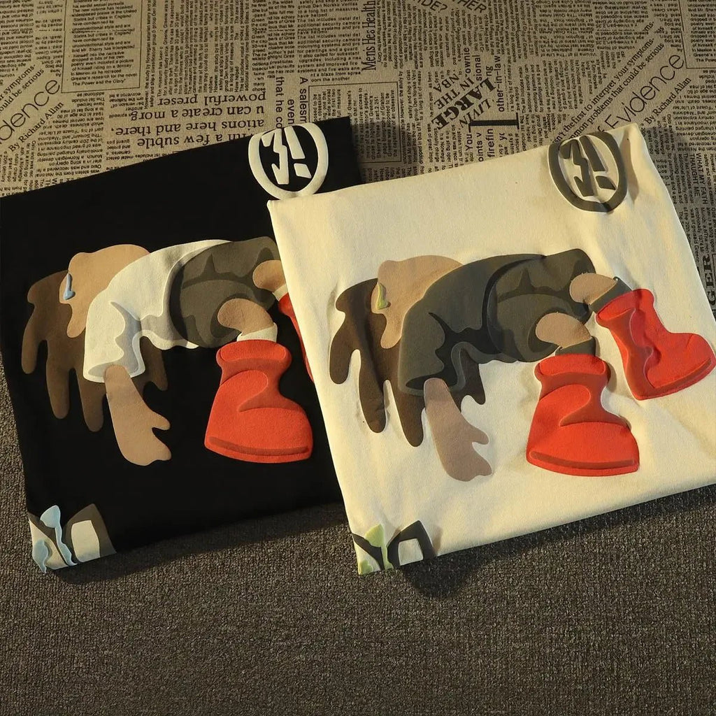 best American Fun Cartoon Cotton Short Sleeve T-shirt for Men and Women Summer Loose Oversize Half Sleeve Couple Top Y2K Clothing shop online at M2K Trends for