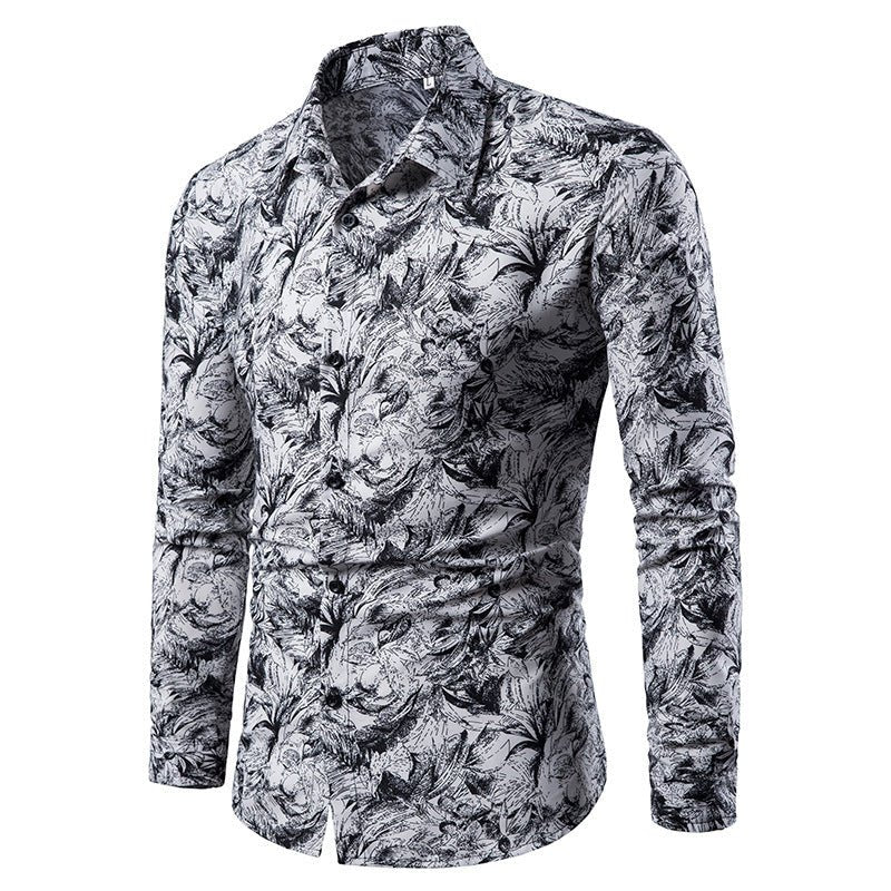 best Autumn and Winter Mens Shirt Printed Casual Long Sleeved Shirt Slim Fit Male Social Dress Shirt For Men T-Shirt shop online at M2K Trends for