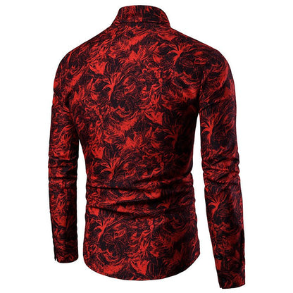 best Autumn and Winter Mens Shirt Printed Casual Long Sleeved Shirt Slim Fit Male Social Dress Shirt For Men T-Shirt shop online at M2K Trends for