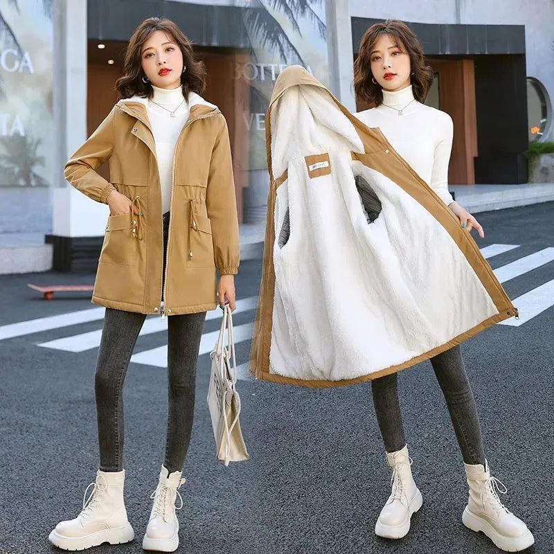 best Autumn Winter Women's Jackets New Korean Hooded Windbreaker Female Fleece Warm Thick Cotton Padded Coat Women Parkas Outerwear shop online at M2K Trends for