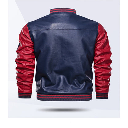 best Baseball Jacket Plush PU Leather Men's Motorcycle Jacket 0 shop online at M2K Trends for