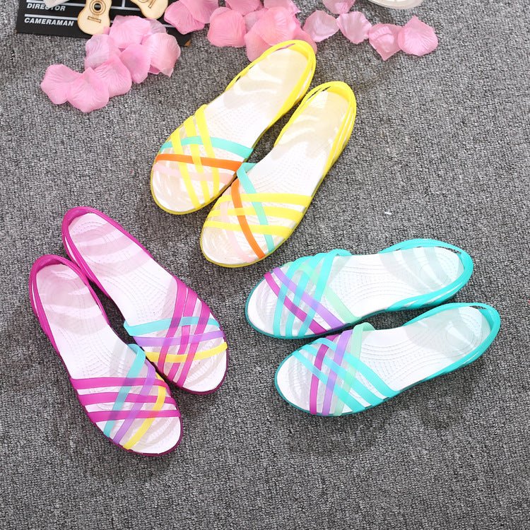 best Beach jelly sandals rainbow plastic sandals female summer 0 shop online at M2K Trends for