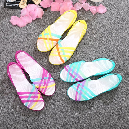 best Beach jelly sandals rainbow plastic sandals female summer 0 shop online at M2K Trends for