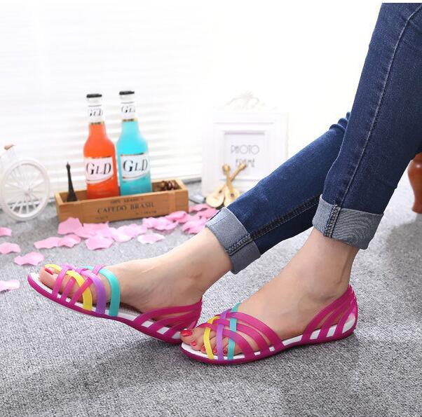 best Beach jelly sandals rainbow plastic sandals female summer 0 shop online at M2K Trends for