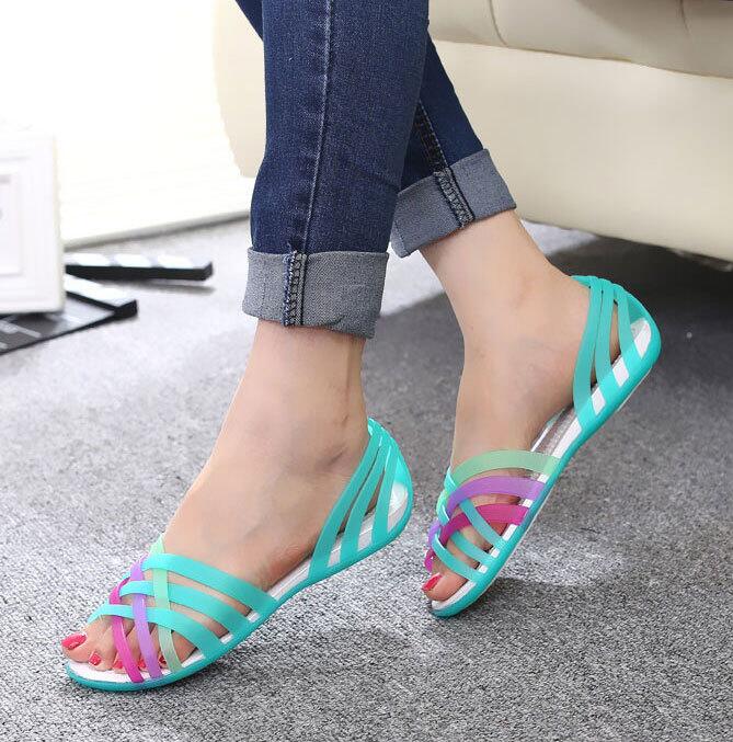 best Beach jelly sandals rainbow plastic sandals female summer 0 shop online at M2K Trends for