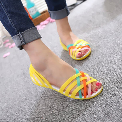 best Beach jelly sandals rainbow plastic sandals female summer 0 shop online at M2K Trends for