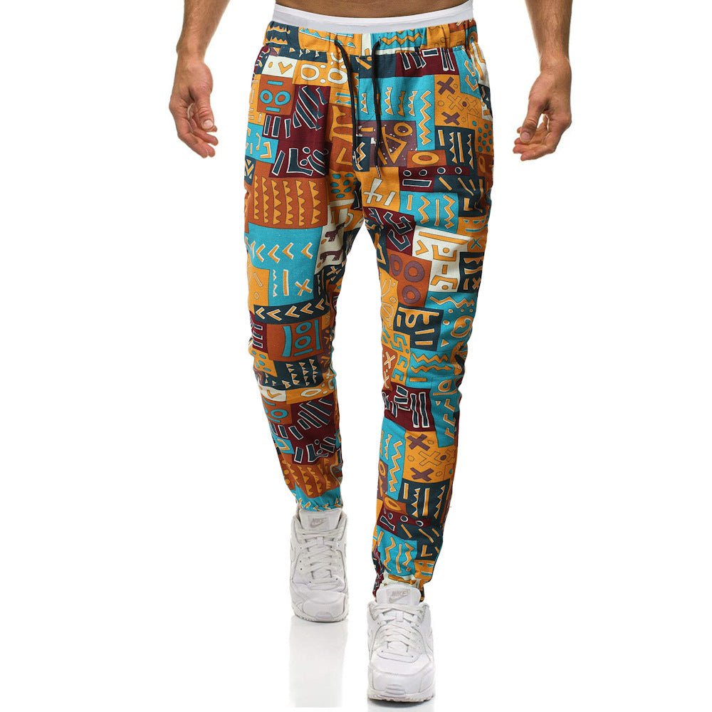 best Best Slim-fit cotton and linen nice casual pants with ethnic print trousers available online Pants shop online at M2K Trends for mens pants