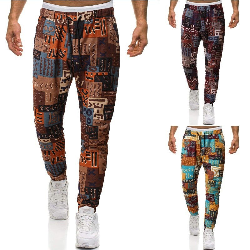 best Best Slim-fit cotton and linen nice casual pants with ethnic print trousers available online Pants shop online at M2K Trends for mens pants