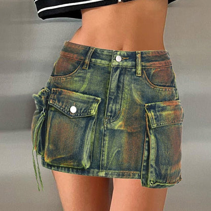 best BIIKPIIK Women Asymmetrical Pockets Denim Skirts Sexy Fashion High Waist Skirts Female Clubwear Concise Y2K All-match Outfits 0 shop online at M2K Trends for