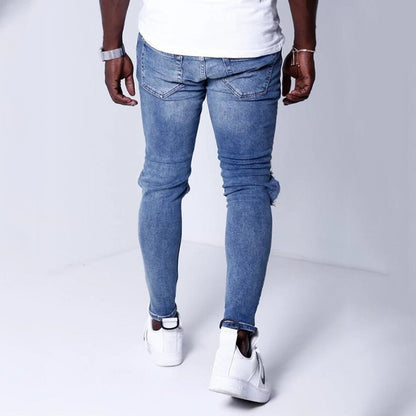 best Blue ripped denim slim trousers 0 shop online at M2K Trends for