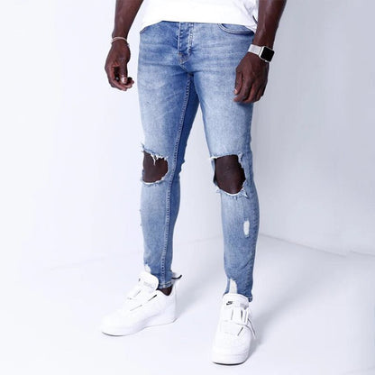 best Blue ripped denim slim trousers 0 shop online at M2K Trends for