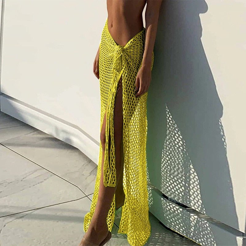 best BoozRey 2022 Summer Maxi Women Skirts Bandage Sexy Beach Hollow Out High Waist White Y2K Knitted Long Bodycon Skirt Pencil Boho 0 shop online at M2K Trends for