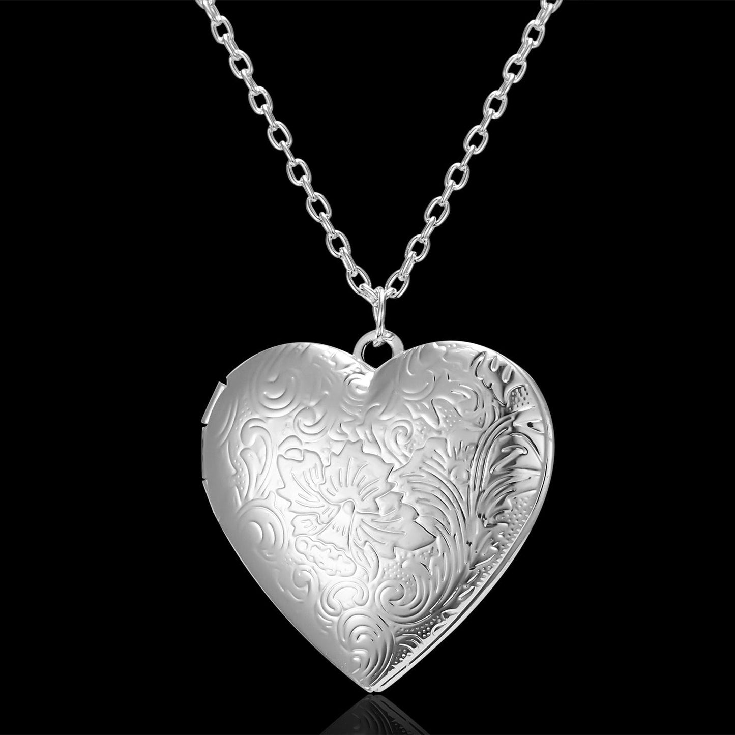 best Carved Design Love Necklace Personalized Heart-shaped Photo Frame Pendant Necklace For Women Family Jewelry For Valentine's Day neckless shop online at M2K Trends for