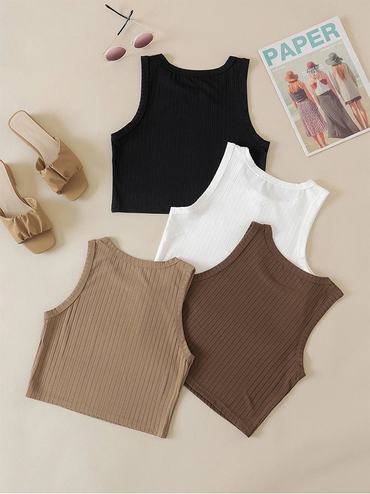 best Casual Basic Ribbed Knit Crop Top for Women Summer Sleeveless Round Neck Tank Cute Baby Tee Grunge Y2K Korean Fashion Streetwear 0 shop online at M2K Trends for