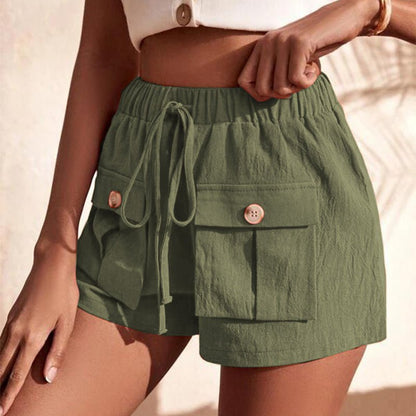 best Casual Cargo Shorts With Pocket Loose Drawstring Pants Summer Women shorts shop online at M2K Trends for beach shorts