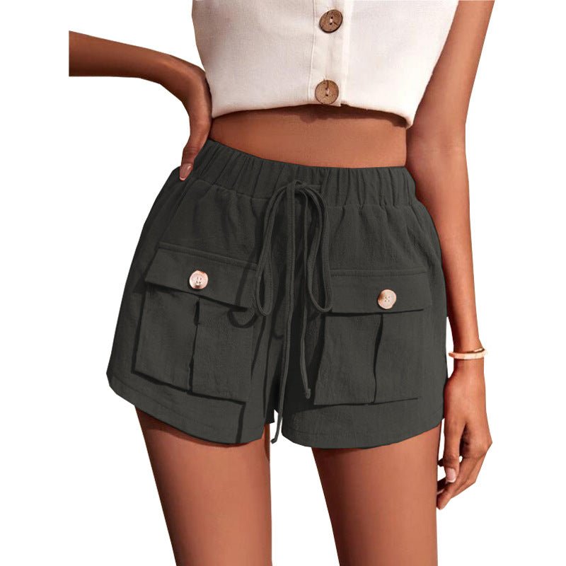 best Casual Cargo Shorts With Pocket Loose Drawstring Pants Summer Women shorts shop online at M2K Trends for beach shorts