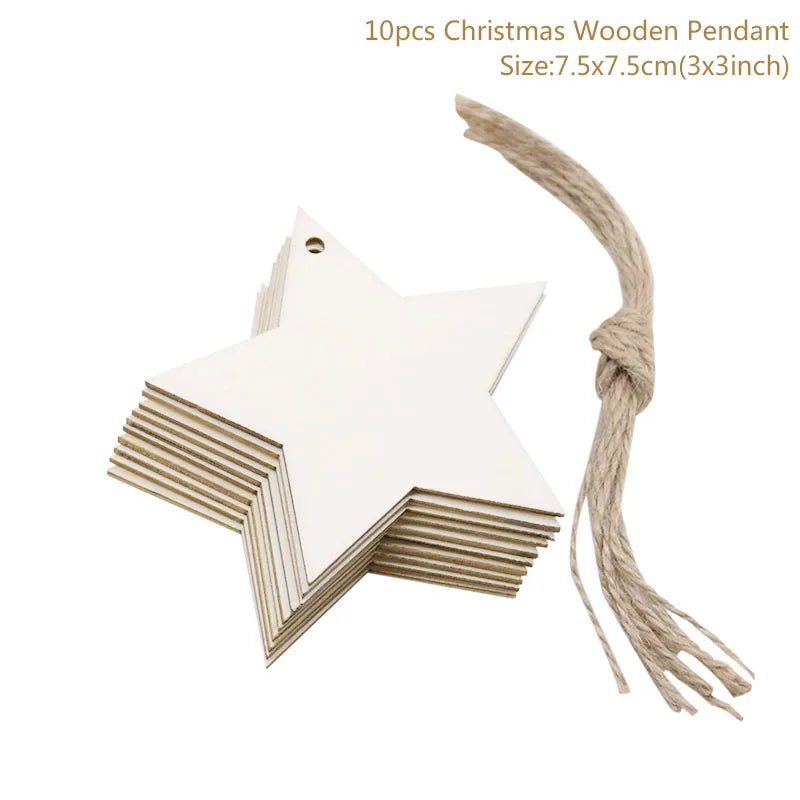 best cheap 10pcs/lot Wooden Christmas Tree Hanging Ornament Pendants Christmas Decorations For Home Party New Year Navidad Natal Kids Gift shop online at M2K Trends for