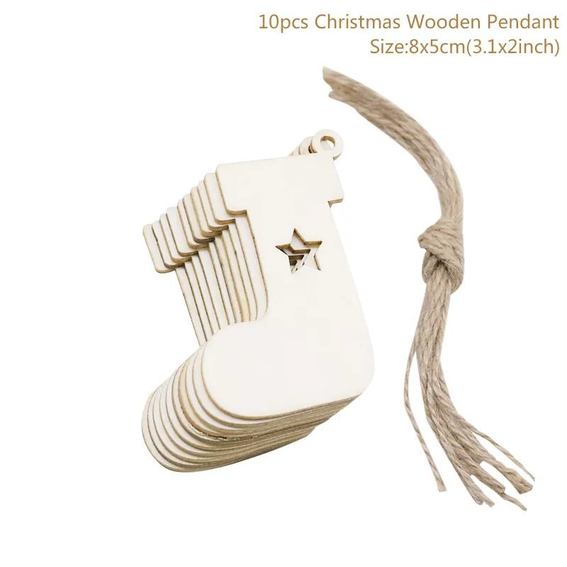 best cheap 10pcs/lot Wooden Christmas Tree Hanging Ornament Pendants Christmas Decorations For Home Party New Year Navidad Natal Kids Gift shop online at M2K Trends for