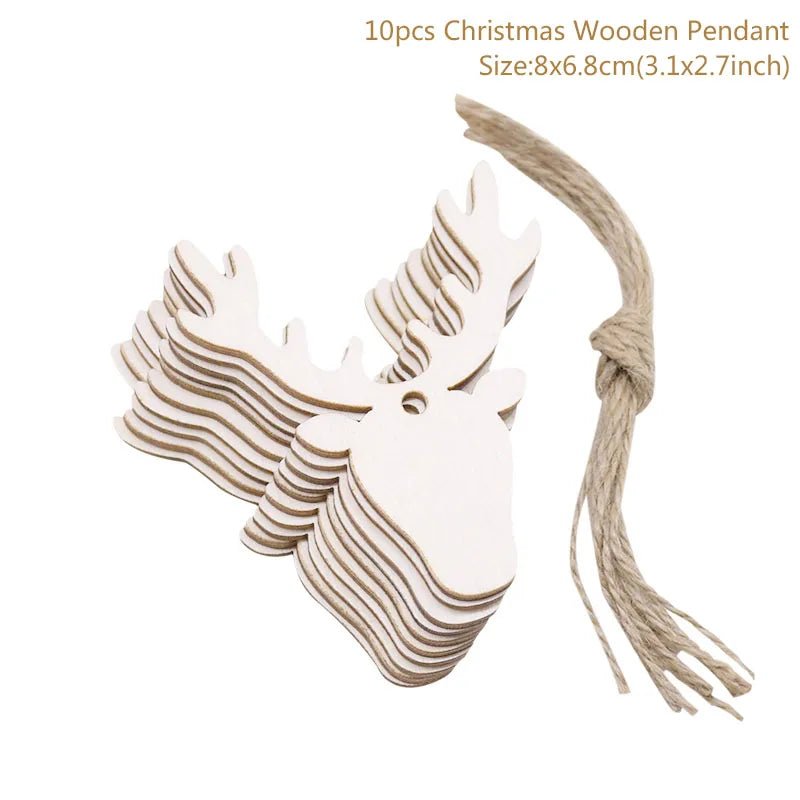best cheap 10pcs/lot Wooden Christmas Tree Hanging Ornament Pendants Christmas Decorations For Home Party New Year Navidad Natal Kids Gift shop online at M2K Trends for