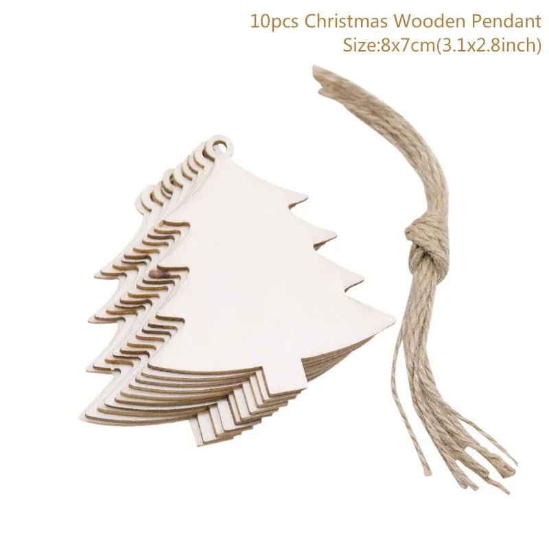 best cheap 10pcs/lot Wooden Christmas Tree Hanging Ornament Pendants Christmas Decorations For Home Party New Year Navidad Natal Kids Gift shop online at M2K Trends for