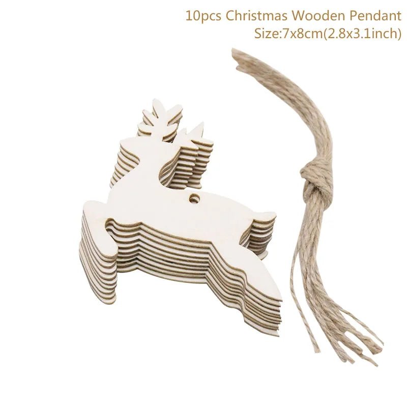 best cheap 10pcs/lot Wooden Christmas Tree Hanging Ornament Pendants Christmas Decorations For Home Party New Year Navidad Natal Kids Gift shop online at M2K Trends for