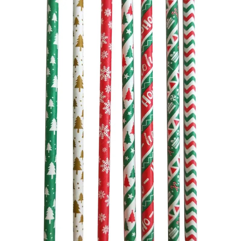 best cheap 25pcs Christmas Paper Straws Snowflake Drinking Straw Merry Christmas Decorations for Home 2023 Xmas New Year Party Supplies shop online at M2K Trends for