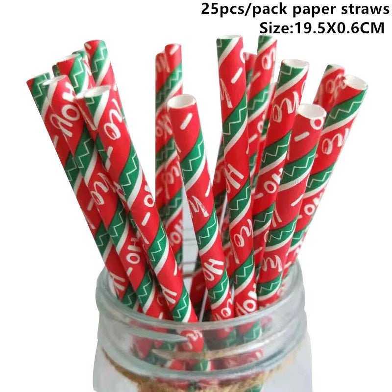 best cheap 25pcs Christmas Paper Straws Snowflake Drinking Straw Merry Christmas Decorations for Home 2023 Xmas New Year Party Supplies shop online at M2K Trends for