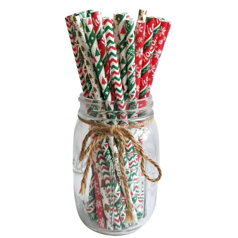 best cheap 25pcs Christmas Paper Straws Snowflake Drinking Straw Merry Christmas Decorations for Home 2023 Xmas New Year Party Supplies shop online at M2K Trends for
