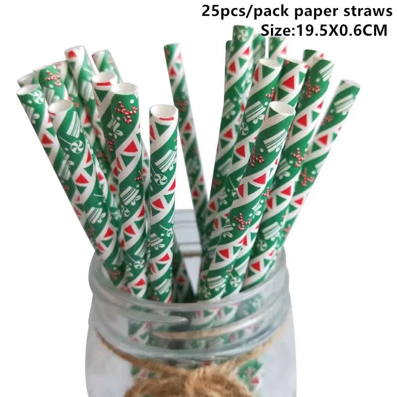 best cheap 25pcs Christmas Paper Straws Snowflake Drinking Straw Merry Christmas Decorations for Home 2023 Xmas New Year Party Supplies shop online at M2K Trends for