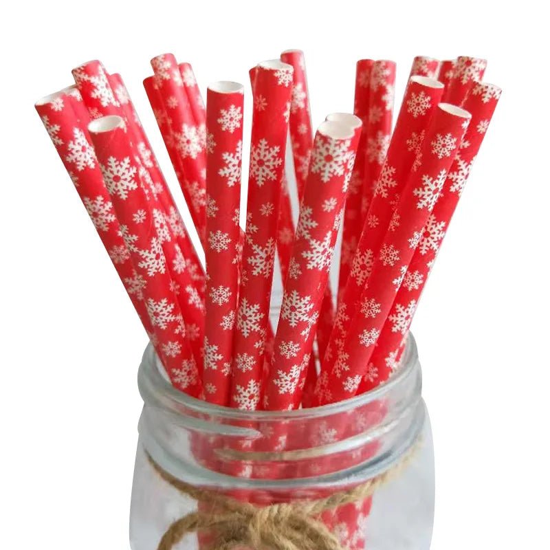 best cheap 25pcs Christmas Paper Straws Snowflake Drinking Straw Merry Christmas Decorations for Home 2023 Xmas New Year Party Supplies shop online at M2K Trends for