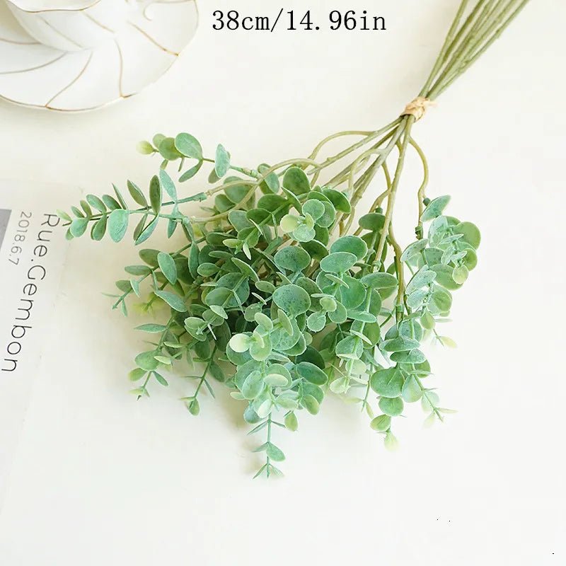 best cheap 35CM 3 Fork Artificial Desktop Fake Plants Green Plastic Palm Tree Bunch Flower Material Office Living Room Christmas Home Decor shop online at M2K Trends for