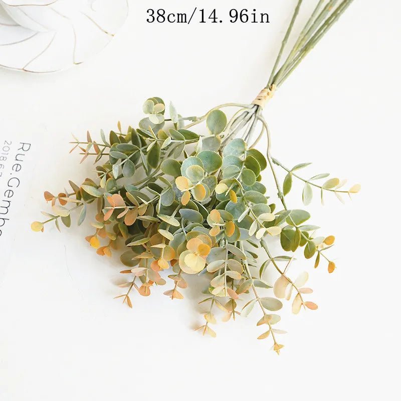 best cheap 35CM 3 Fork Artificial Desktop Fake Plants Green Plastic Palm Tree Bunch Flower Material Office Living Room Christmas Home Decor shop online at M2K Trends for