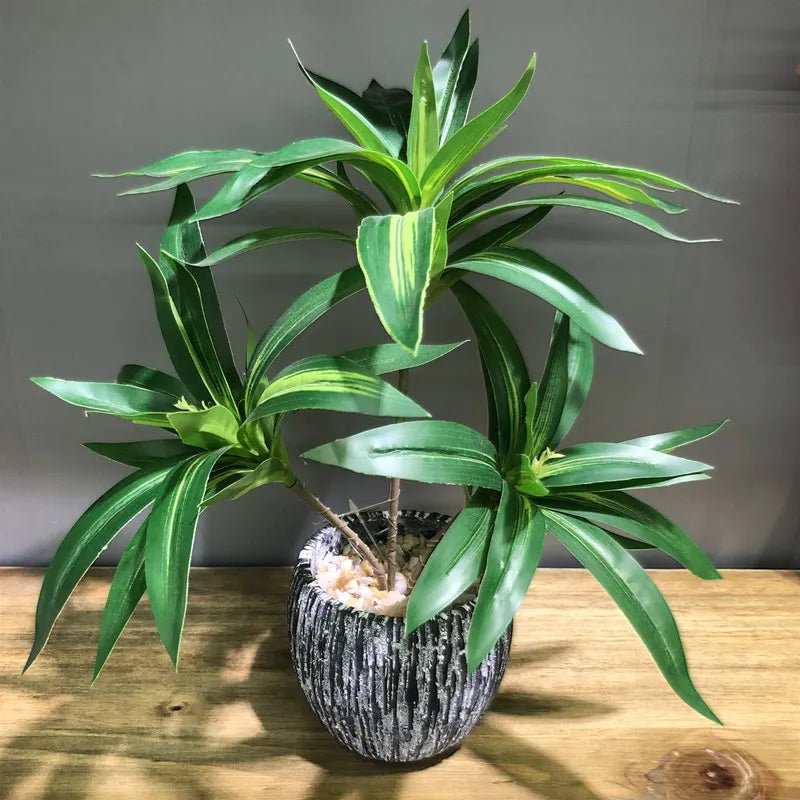 best cheap 35CM 3 Fork Artificial Desktop Fake Plants Green Plastic Palm Tree Bunch Flower Material Office Living Room Christmas Home Decor shop online at M2K Trends for