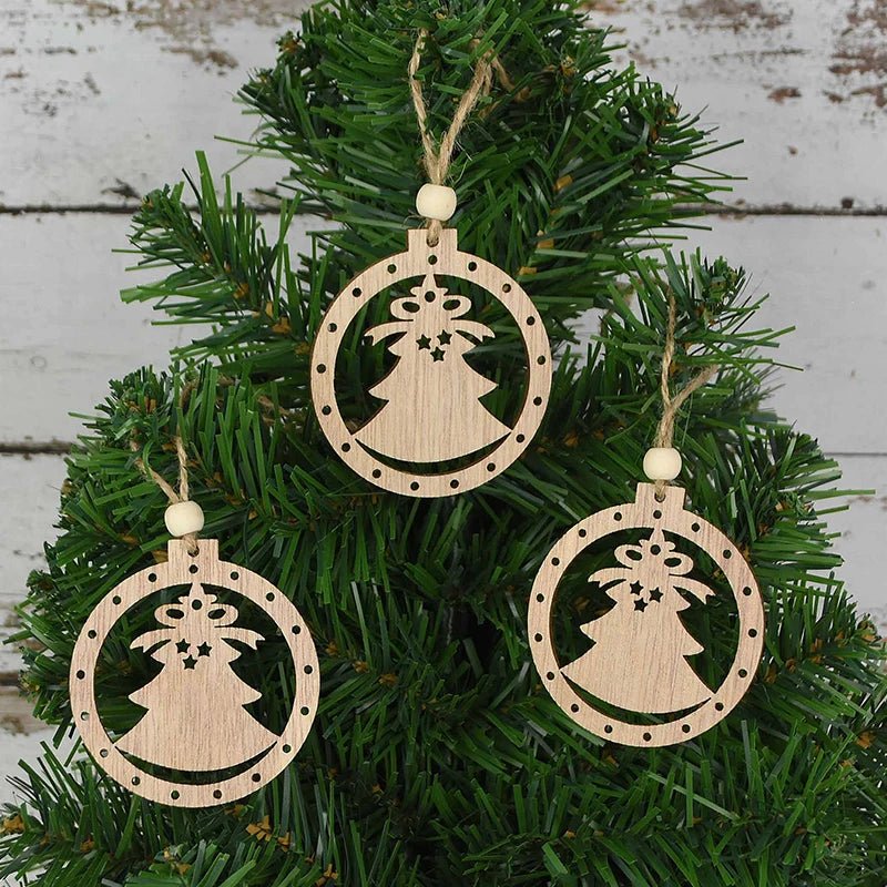 best cheap 3pcs Vintage Christmas Wooden Pendants Ornaments DIY Wood Craft Christmas Decorations Christmas Tree Hanging Ornaments Gifts shop online at M2K Trends for