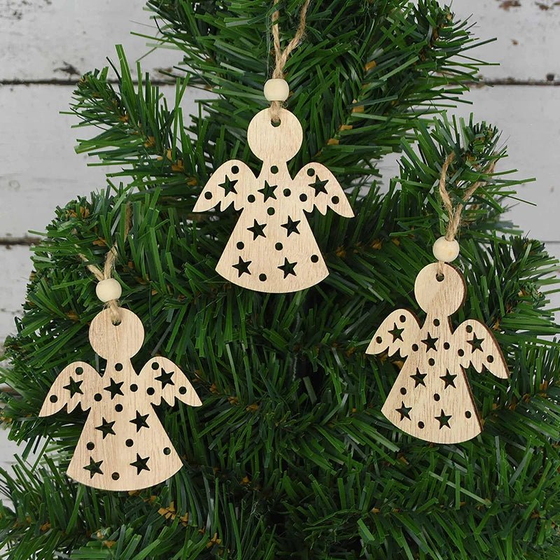 best cheap 3pcs Vintage Christmas Wooden Pendants Ornaments DIY Wood Craft Christmas Decorations Christmas Tree Hanging Ornaments Gifts shop online at M2K Trends for