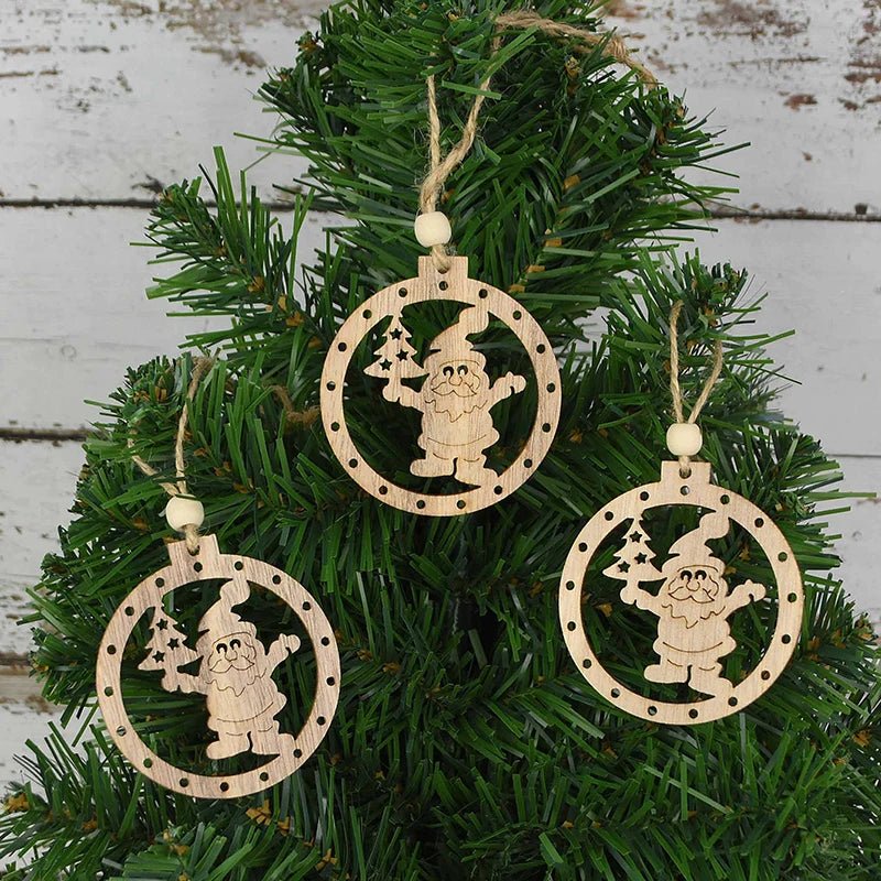 best cheap 3pcs Vintage Christmas Wooden Pendants Ornaments DIY Wood Craft Christmas Decorations Christmas Tree Hanging Ornaments Gifts shop online at M2K Trends for