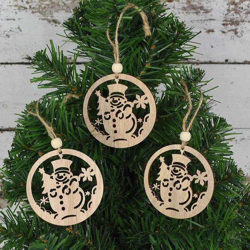 best cheap 3pcs Vintage Christmas Wooden Pendants Ornaments DIY Wood Craft Christmas Decorations Christmas Tree Hanging Ornaments Gifts shop online at M2K Trends for