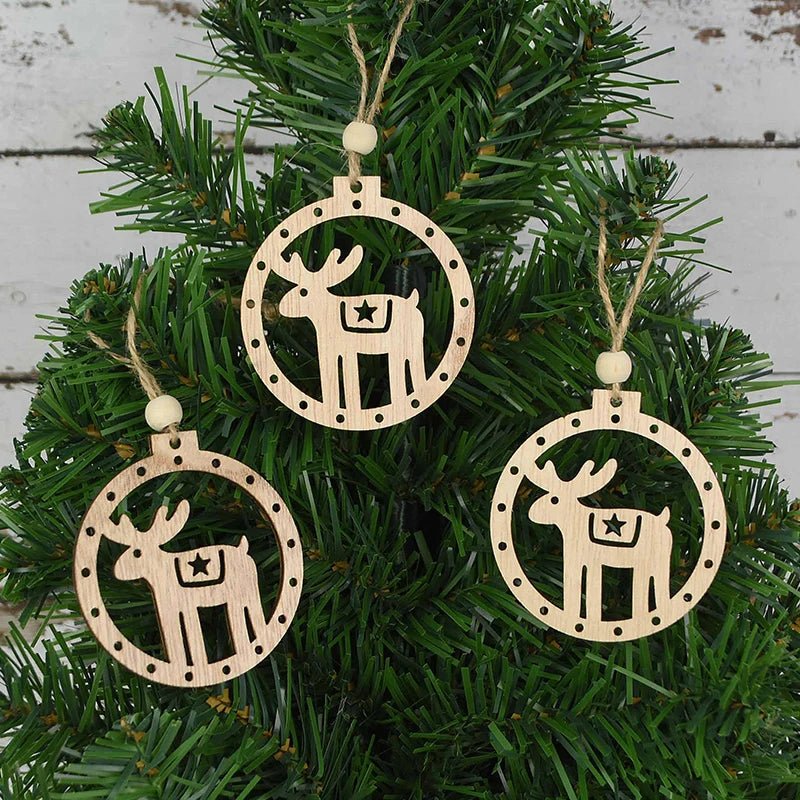 best cheap 3pcs Vintage Christmas Wooden Pendants Ornaments DIY Wood Craft Christmas Decorations Christmas Tree Hanging Ornaments Gifts shop online at M2K Trends for