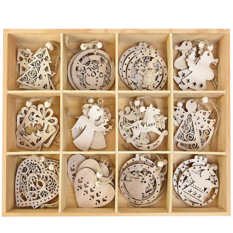 best cheap 3pcs Vintage Christmas Wooden Pendants Ornaments DIY Wood Craft Christmas Decorations Christmas Tree Hanging Ornaments Gifts shop online at M2K Trends for