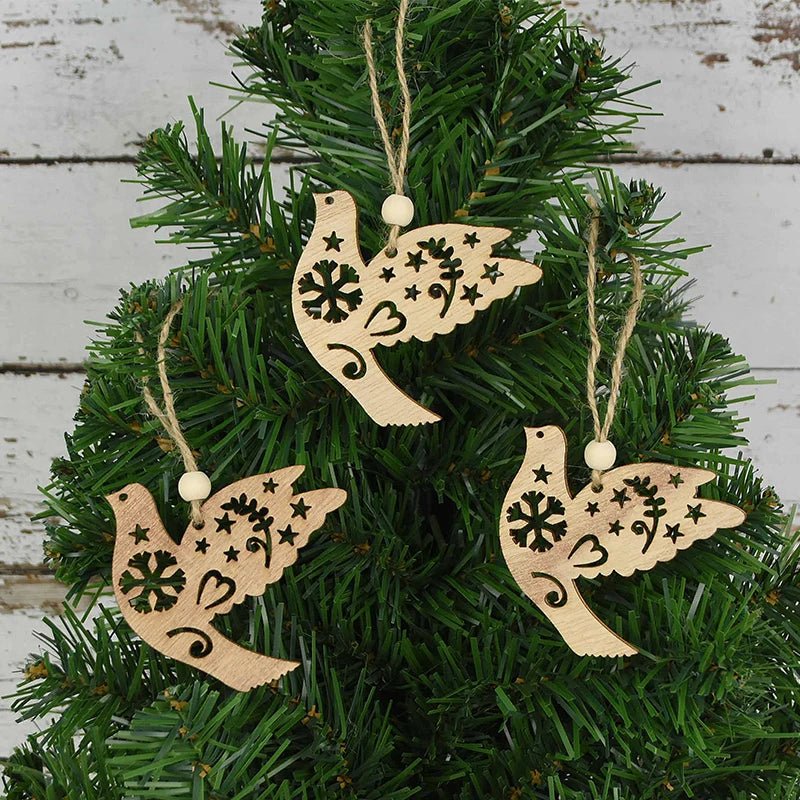 best cheap 3pcs Vintage Christmas Wooden Pendants Ornaments DIY Wood Craft Christmas Decorations Christmas Tree Hanging Ornaments Gifts shop online at M2K Trends for