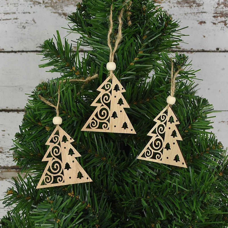 best cheap 3pcs Vintage Christmas Wooden Pendants Ornaments DIY Wood Craft Christmas Decorations Christmas Tree Hanging Ornaments Gifts shop online at M2K Trends for