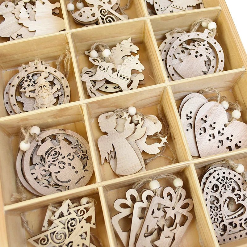 best cheap 3pcs Vintage Christmas Wooden Pendants Ornaments DIY Wood Craft Christmas Decorations Christmas Tree Hanging Ornaments Gifts shop online at M2K Trends for
