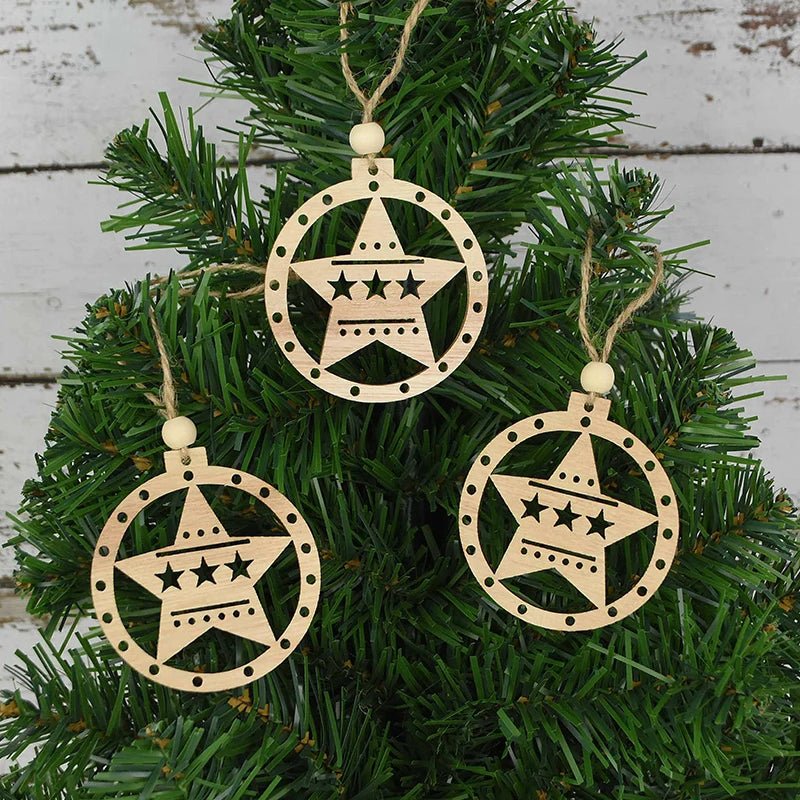best cheap 3pcs Vintage Christmas Wooden Pendants Ornaments DIY Wood Craft Christmas Decorations Christmas Tree Hanging Ornaments Gifts shop online at M2K Trends for