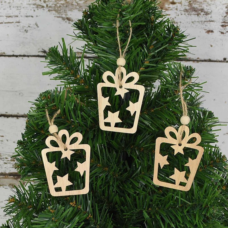 best cheap 3pcs Vintage Christmas Wooden Pendants Ornaments DIY Wood Craft Christmas Decorations Christmas Tree Hanging Ornaments Gifts shop online at M2K Trends for