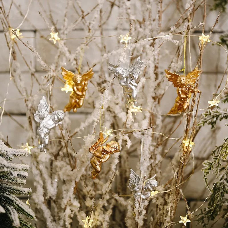 best cheap 6pcs Xmas Gold Silver Angel Pendant 2023 Christmas Party Decoration Christmas Tree Decorations Hanging Ornaments New Year Gifts shop online at M2K Trends for